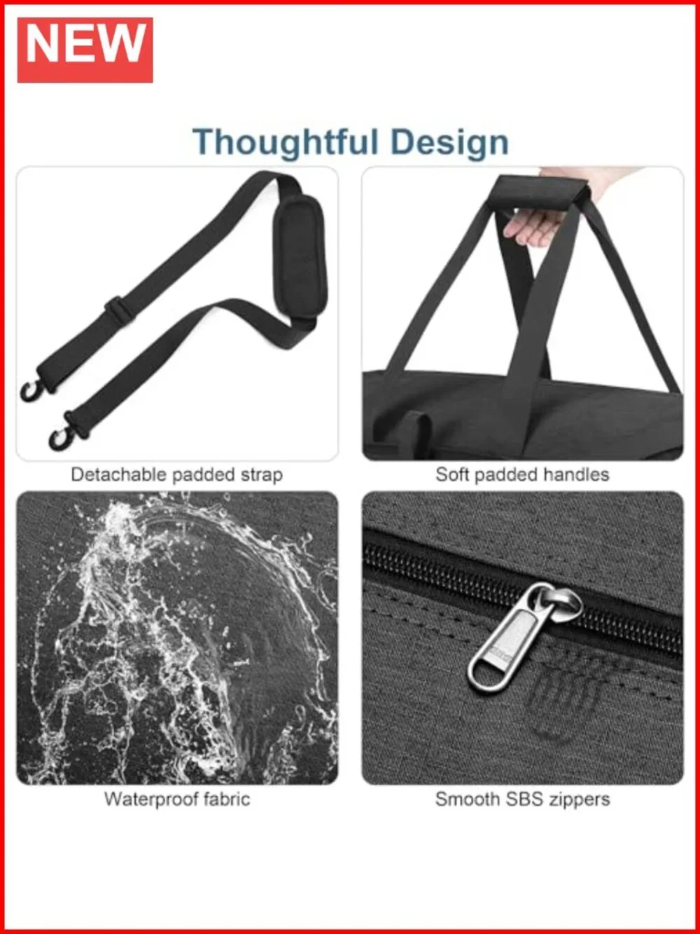 80L Extra Large Foldable Travel Duffle Bag with Shoe Compartment, Waterproof &